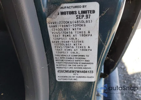 1998 Honda Passport Ex/Lx from USA, damaged, VIN 4S6CM58W2W4404123